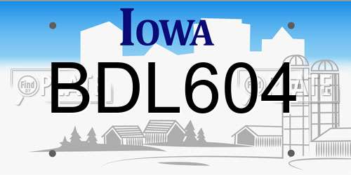 BDL604 Iowa License Plate