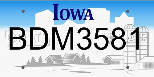 BDM3581 Iowa License Plate