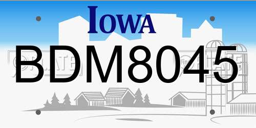 BDM8045 Iowa License Plate