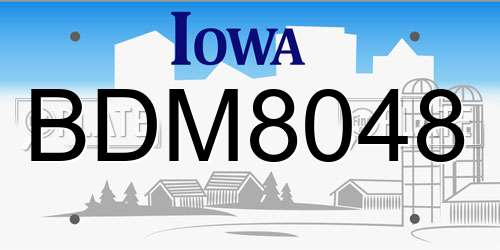 BDM8048 Iowa License Plate