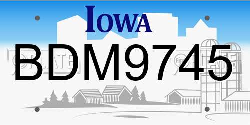BDM9745 Iowa License Plate