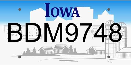 BDM9748 Iowa License Plate