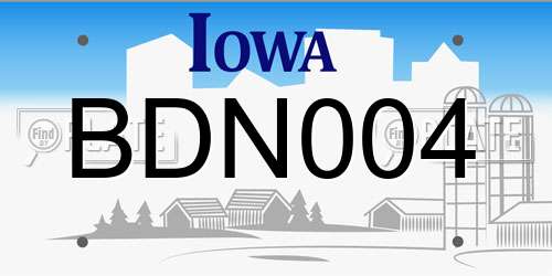 BDN004 Iowa License Plate