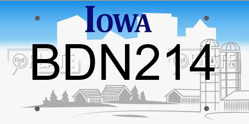 BDN214 Iowa License Plate