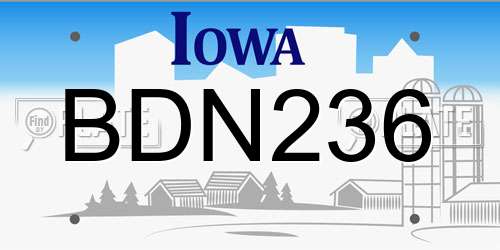 BDN236 Iowa License Plate