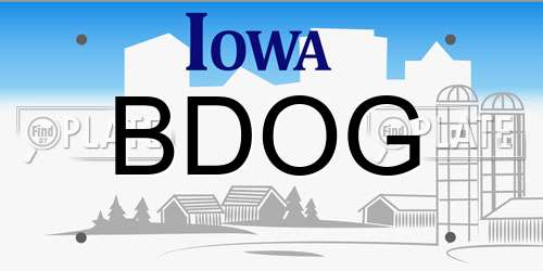 BDOG Iowa License Plate