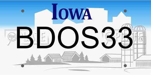 BDOS33 Iowa License Plate