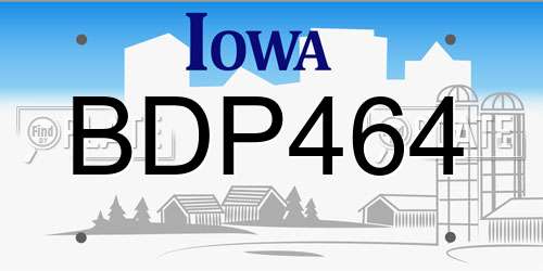 BDP464 Iowa License Plate