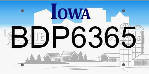 BDP6365 Iowa License Plate