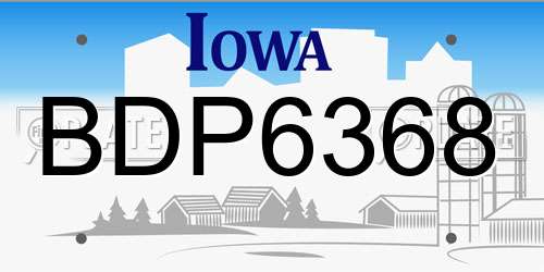 BDP6368 Iowa License Plate