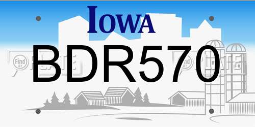 BDR570 Iowa License Plate