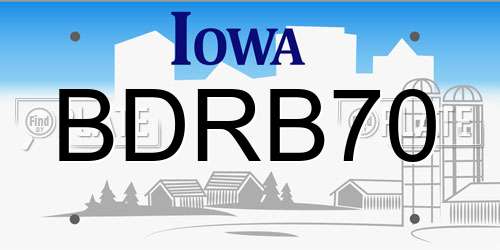 BDRB70 Iowa License Plate