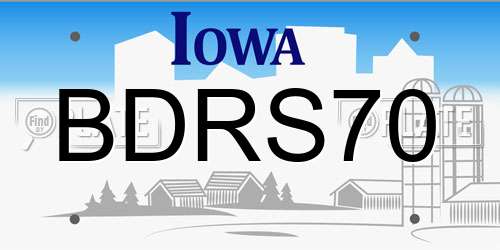 BDRS70 Iowa License Plate