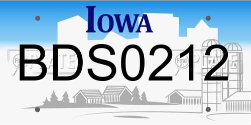 BDS0212 Iowa License Plate