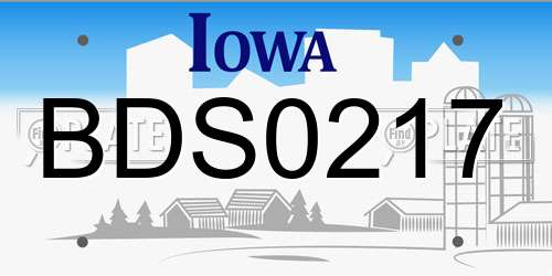 BDS0217 Iowa License Plate
