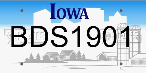 BDS1901 Iowa License Plate