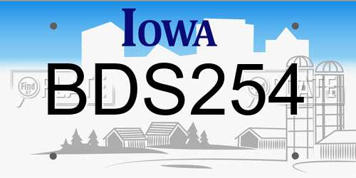 BDS254 Iowa License Plate