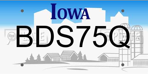 BDS75Q Iowa License Plate