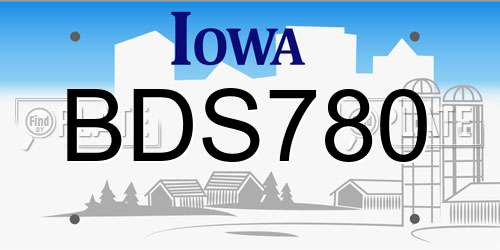 BDS780 Iowa License Plate