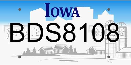 BDS8108 Iowa License Plate