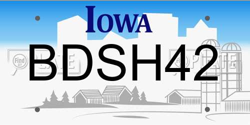 BDSH42 Iowa License Plate