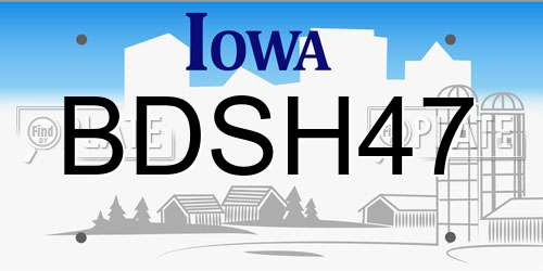 BDSH47 Iowa License Plate