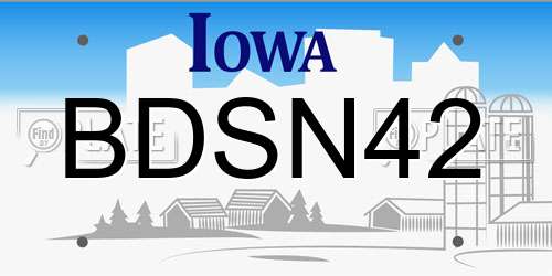 BDSN42 Iowa License Plate