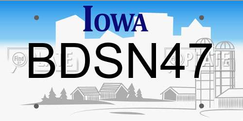 BDSN47 Iowa License Plate