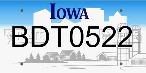 BDT0522 Iowa License Plate
