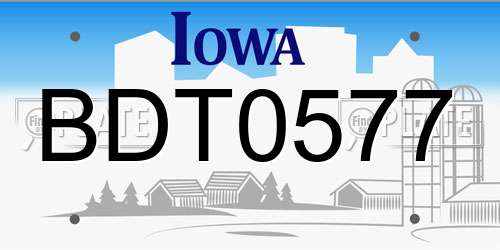 BDT0577 Iowa License Plate