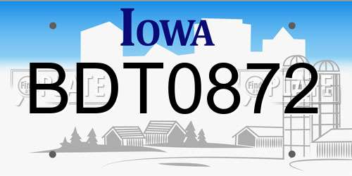 BDT0872 Iowa License Plate