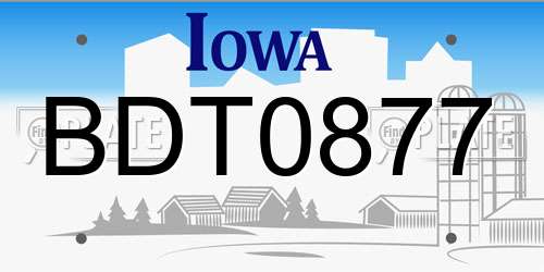 BDT0877 Iowa License Plate