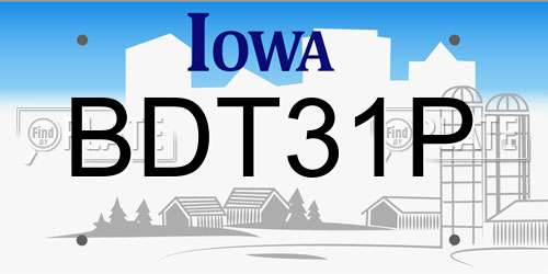 BDT31P Iowa License Plate