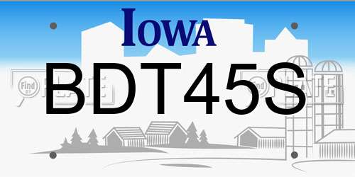 BDT45S Iowa License Plate