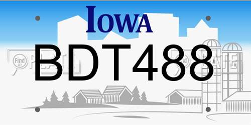 BDT488 Iowa License Plate