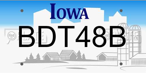 BDT48B Iowa License Plate