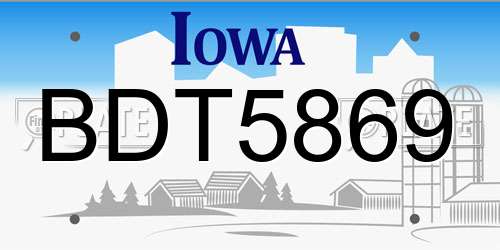 BDT5869 Iowa License Plate