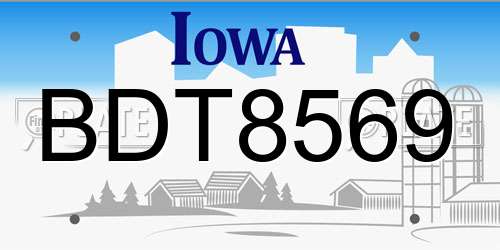 BDT8569 Iowa License Plate