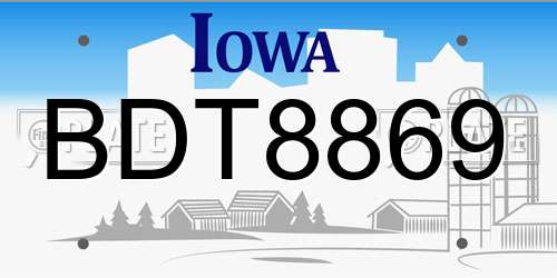BDT8869 Iowa License Plate