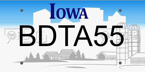 BDTA55 Iowa License Plate