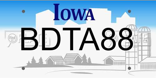 BDTA88 Iowa License Plate