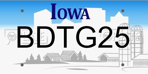BDTG25 Iowa License Plate