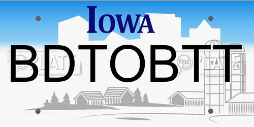 BDTOBTT Iowa License Plate
