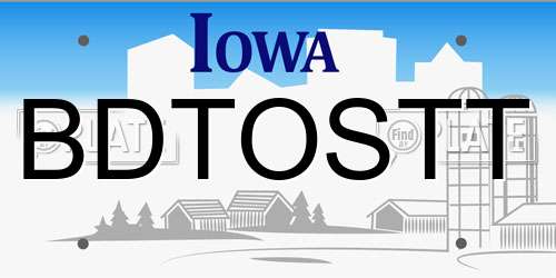 BDTOSTT Iowa License Plate