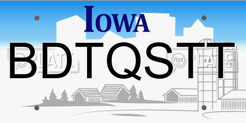 BDTQSTT Iowa License Plate