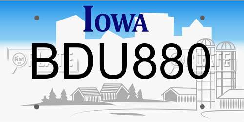 BDU880 Iowa License Plate