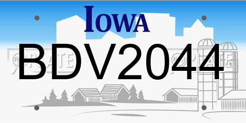 BDV2044 Iowa License Plate