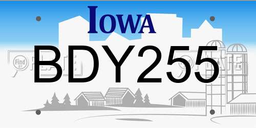 BDY255 Iowa License Plate