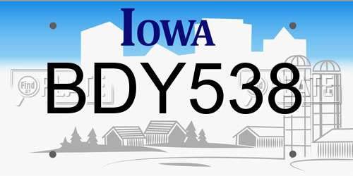 BDY538 Iowa License Plate