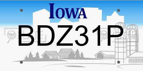 BDZ31P Iowa License Plate
